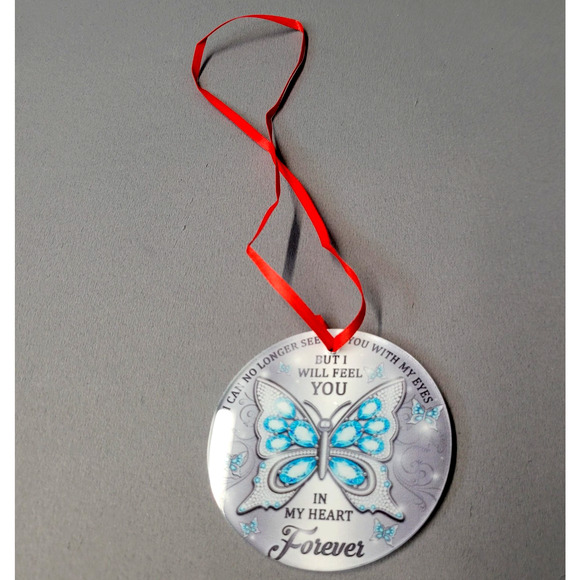 Memorial Butterfly Ornament Round Hanging In My Heart Forever Sympathy Gift - Picture 2 of 6